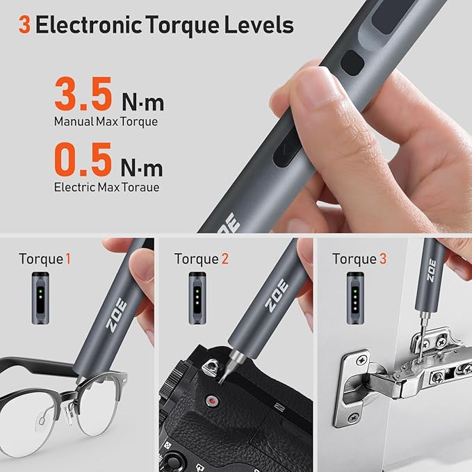 ZOE Electric Screwdriver, Mini Precision Screwdriver Set Cordless Screw driver