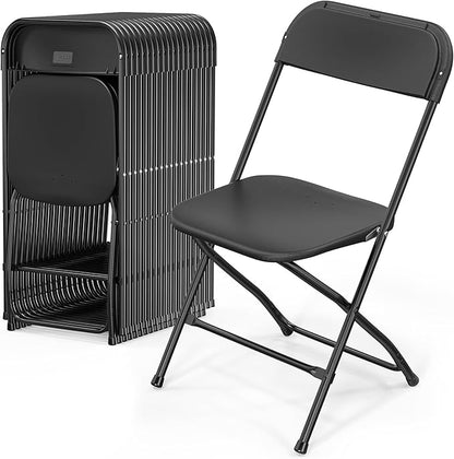 VINGLI 20 Pack Black Plastic Folding Chair, Indoor Outdoor Portable Stackable Commercial Seat with Steel Frame 350lb. Capacity for Events Office Wedding Party Picnic Kitchen Dining