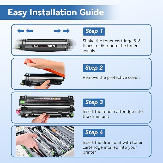 MYTONER TN227 High Yield Toner Cartridge 4 Pack Compatible Replacement