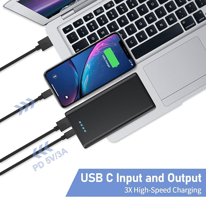 Portable Charger Power Bank 25, 5V/3A USB C in&Out Fast Phone Charging