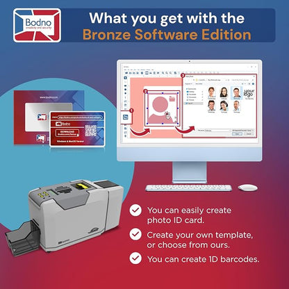 Bodno Seaory S28 Dual Sided ID Card Printer & Complete Supplies Package ID