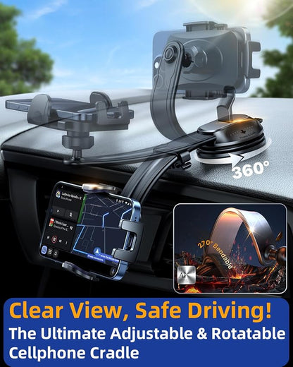 YRU Cell Phone Automobile Cradles Dashboard Windshield Pickup Truck Phone Mount