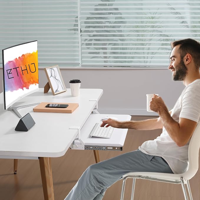 ETHU Keyboard Tray Under Desk, Pull Out Keyboard & Mouse Tray