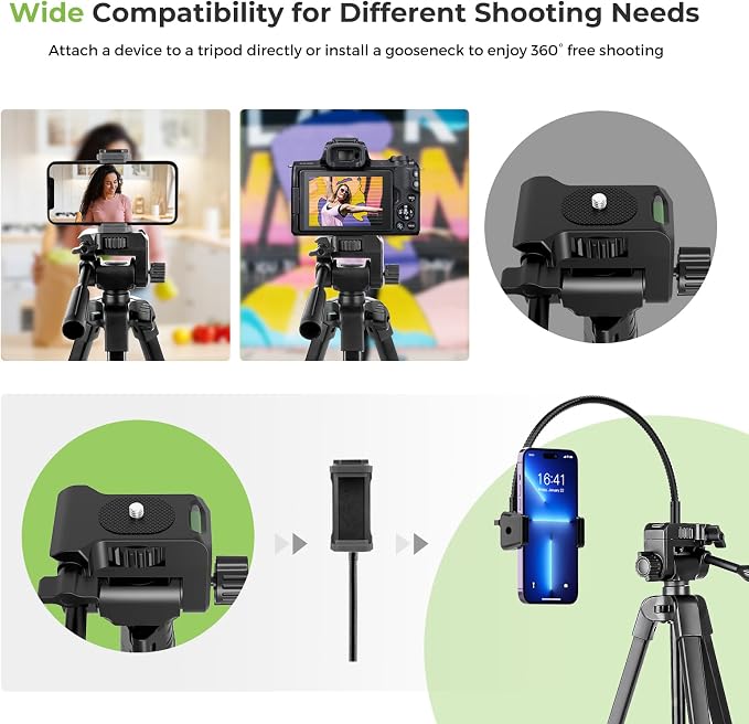 Aureday Phone Tripod, Wireless Remote and Phone Holder, Extendable Cell