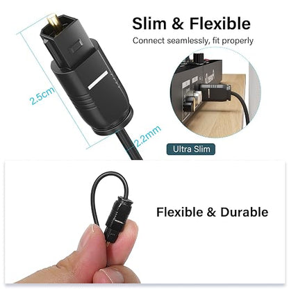 Adoreen Ultra-Thin Slim Digital Optical Audio Cable 20FT, Fiber Optic SPDIF