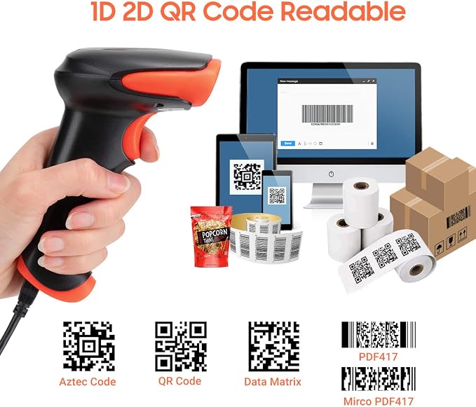 Tera Pro Wireless 2D QR Barcode Scanner 3 in 1 Bluetooth & 2.4GHz Wireless &