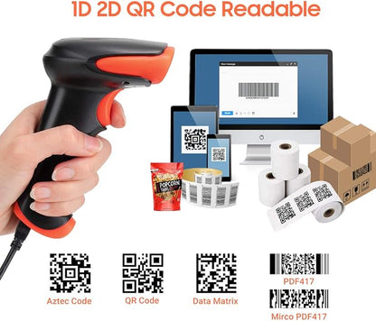 Tera Pro Wireless 2D QR Barcode Scanner 3 in 1 Bluetooth & 2.4GHz Wireless &