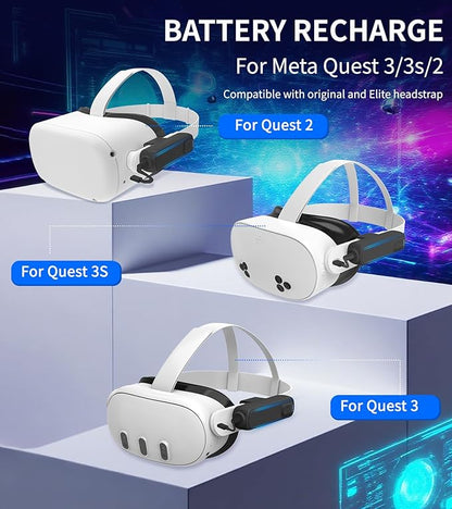 Battery Pack for Meta/Oculus Quest 3S/3/2, 5000mAh Battery VR Charger, Extend