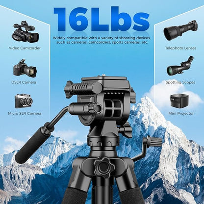 Camera Tripod, 75” Heavy Duty Tripod