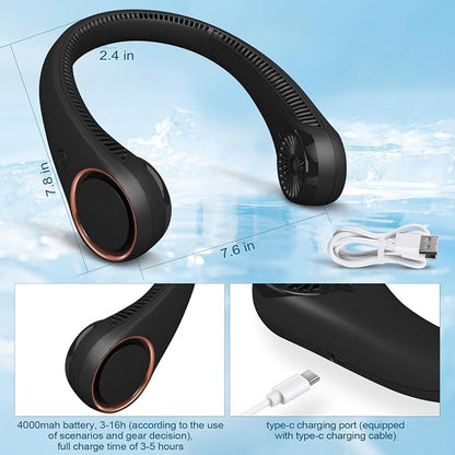 CIVPOWER Neck Fan: Portable Personal Neck Cooling Rechargeable Bladeless Fan