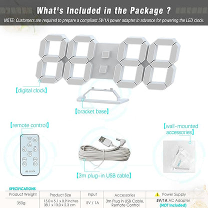 KOSUMOSU Wall Clock 15" 3D LED Digital Clock