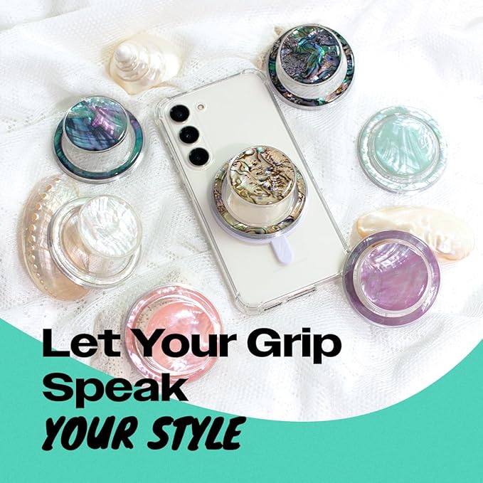 OnTheGrip Cute Natural Seashell Design Round Shape Collapsible Mobile Phone