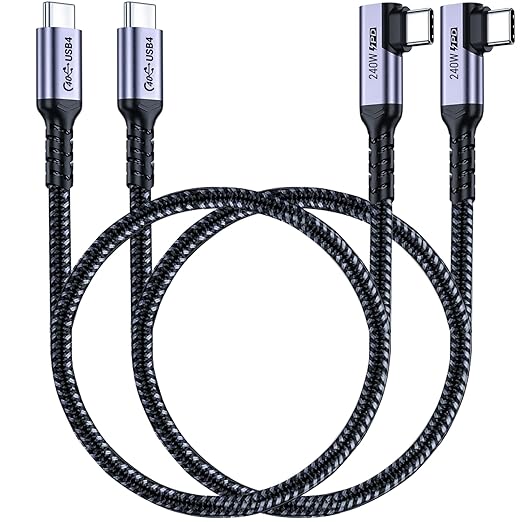Short USB 4 Cable Right Angle, 240W Fast Charging