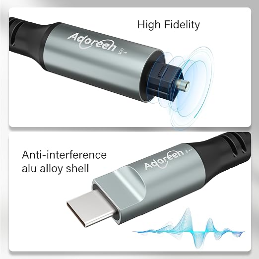 Adoreen Unidirectional USB C to Toslink Digital Optical Audio Cable 4 Ft