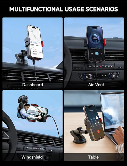 MOKPR Wireless Car Charger, 15W Auto Clamping Car Charger Dash Windshield Air