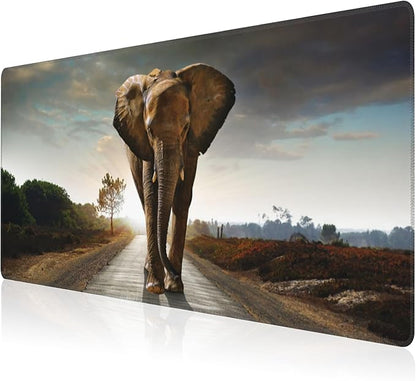 Mouse Pad, Large Walking Elephant Desk Mat, Extended Non-Slip Gaming Keyboard