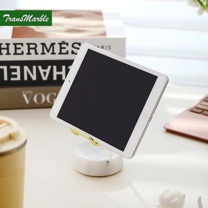 Marble Phone Stand with Metal Holder, Charging Available While Using, Swipe Up