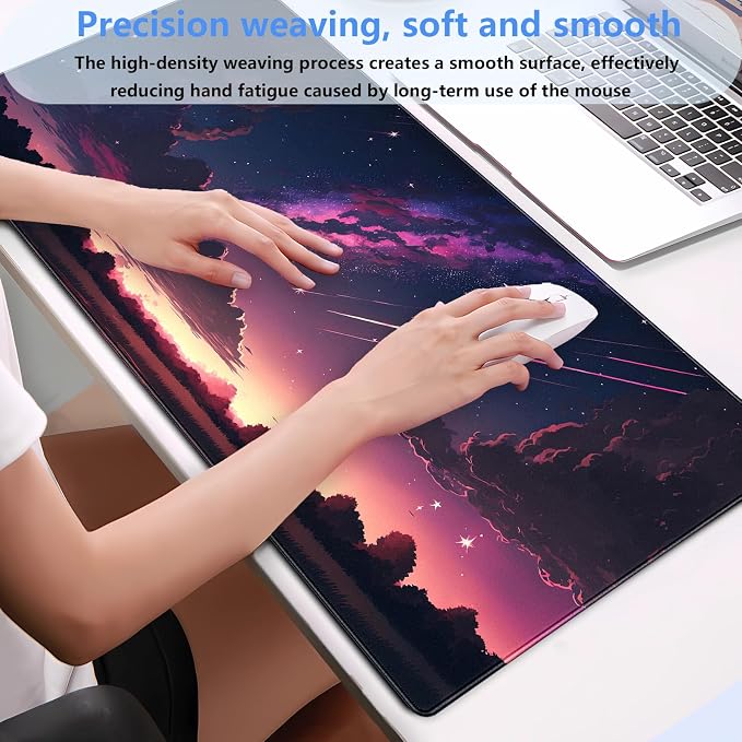 Anime Aesthetic Purple Galaxy Cloud Mouse Pad XXL Extended Gaming Desk Mat