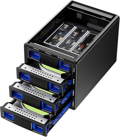 Hybrid 3*2.5/3.5" SATA HDD/SSD+3* M / B+M Key M.2 NVMe Enclosure