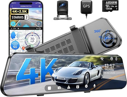 AZDOME PG17 Pro Mirror Dash Cam Front and Rear