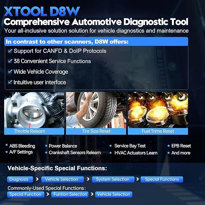 XTOOL D8W OBD2 Scanner Diagnostic Tool Wireless Bidirectional Scan Tool
