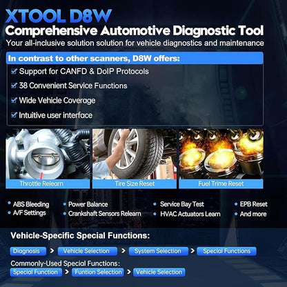 XTOOL D8W OBD2 Scanner Diagnostic Tool Wireless Bidirectional Scan Tool