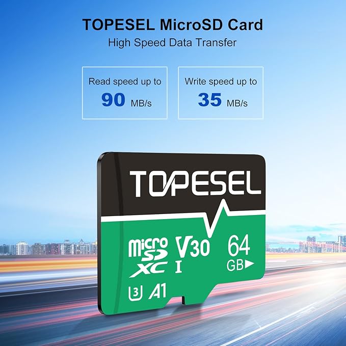 TOPESEL Micro SD Card high Speed 90mb per Second TF Card 4K Recording Memory