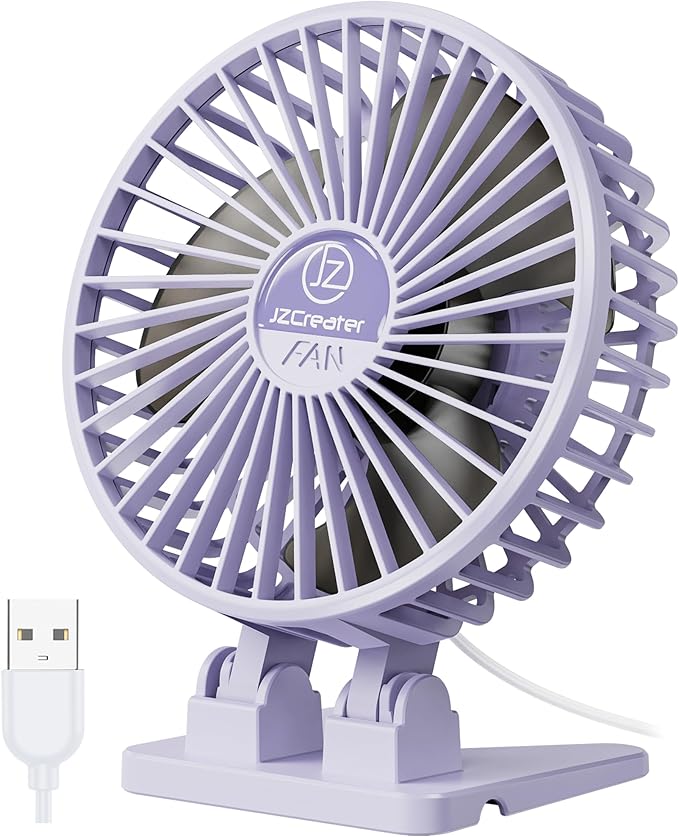 JZCreater USB Desk Fan, Mini Fan Portable, 3 Speeds Desktop Table Cooling Fan