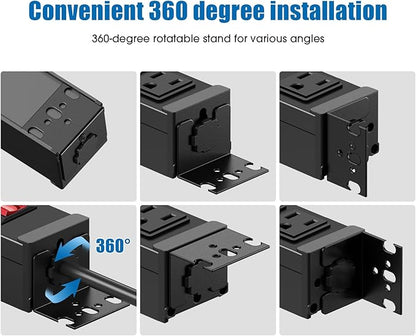 2Pack Rotating Mountable Power Strip, 12 Outlet Wall Mount Surge Protector