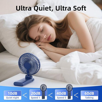 【SUPER THIN】 Portable Handheld Fan, 2025 Upgraded Strong Airflow, 20Hrs Runtime