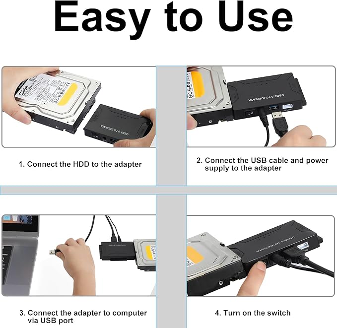 USB 3.0 to SATA IDE Adapter, Hard Drive Reader External Ultra Recovery