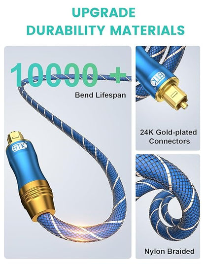 EMK Digital Optical Audio Cable Fiber Optical Toslink Cable SPDIF Audio Cable
