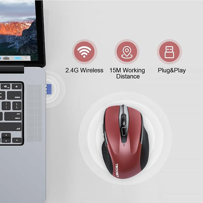 TECKNET Rechargeable Wireless Mouse, 2.4G Silent Mouse, Quiet Click, 6