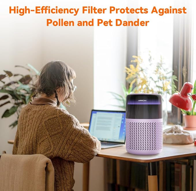 AIRROMI Air Purifier for Bedroom Home, HEPA Filter, Covers Upto 549 Ft²