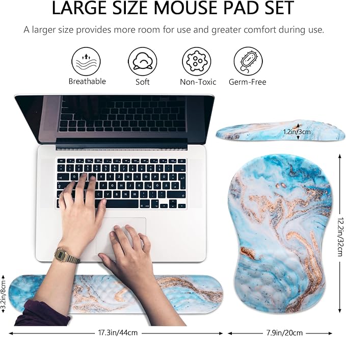 Mouse Pad Wrist Support, Laokiiy 2 in 1 Keyboard Wrist Rest+ Ergonomic Mouse Pad