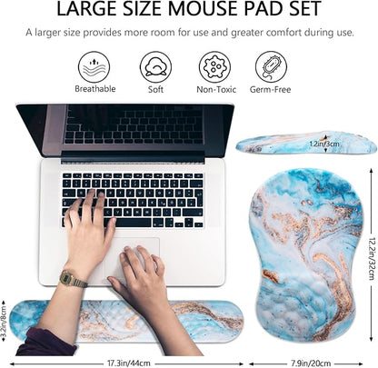 Mouse Pad Wrist Support, Laokiiy 2 in 1 Keyboard Wrist Rest+ Ergonomic Mouse Pad
