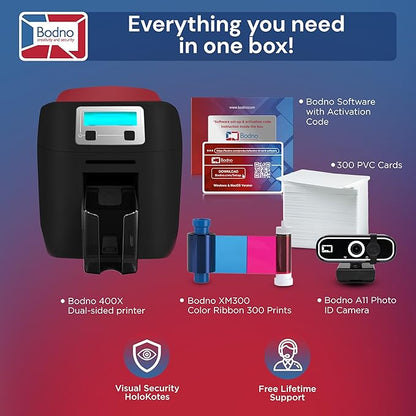 Bodno Magicard 400X Dual Sided ID Card Printer & Complete Supplies Package ID