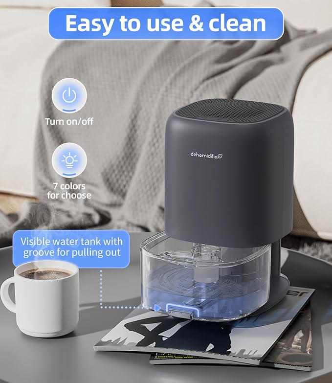TABYIK Small Dehumidifier for Bedroom, Portable Dehumidifiers for Home