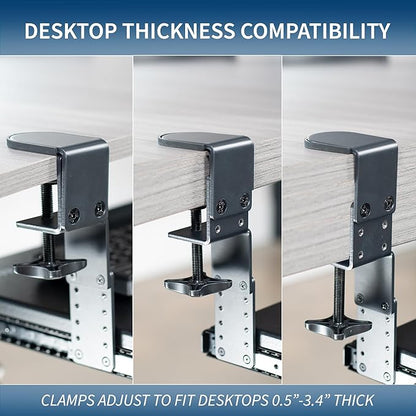 VIVO Large Height Adjustable Clamp-on Keyboard Tray, Extra Sturdy Pull Out