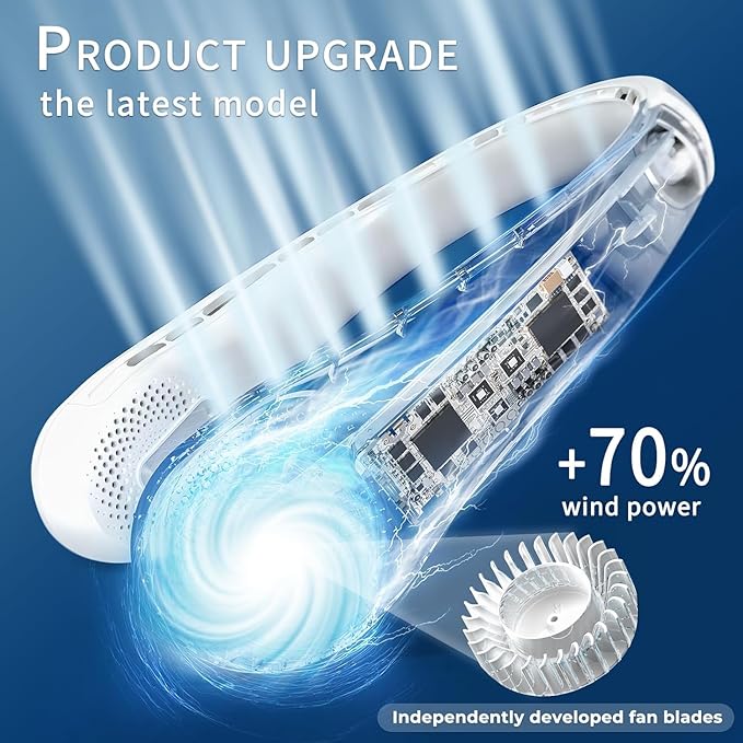 FrSara Neck Fan, Portable Personal Fan Strong Wind, Air Volume, 360° Cooling