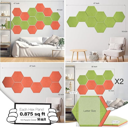 Mollywell Hexagon Acoustic Panels, High Density, Soundproofing, Decorative
