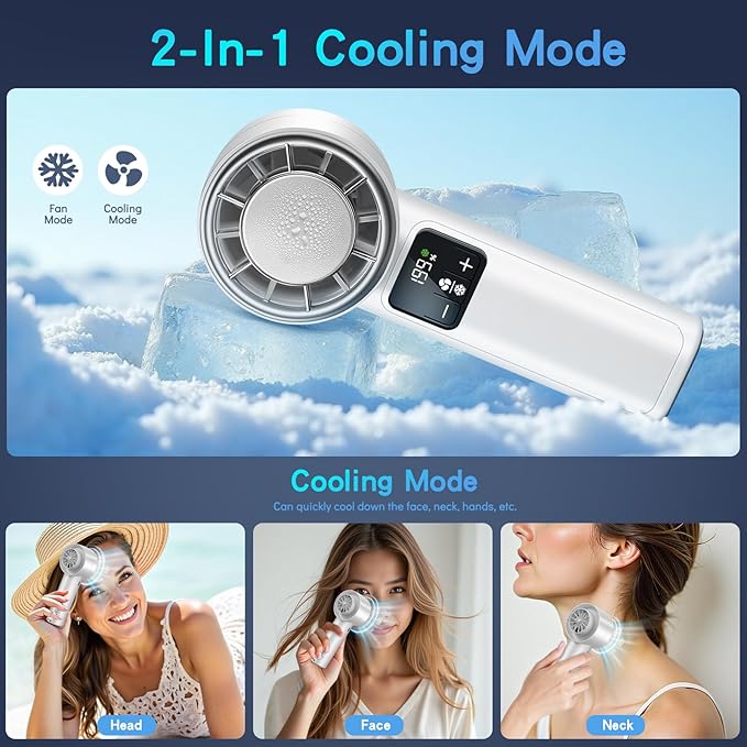Handheld Turbo Fan with Ice Cooler, Rechargeable Personal Fans, 1-199