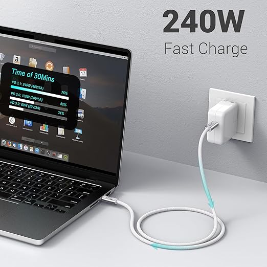 240W USB C Cable 6.6FT 2 Packs, USB4 Cable