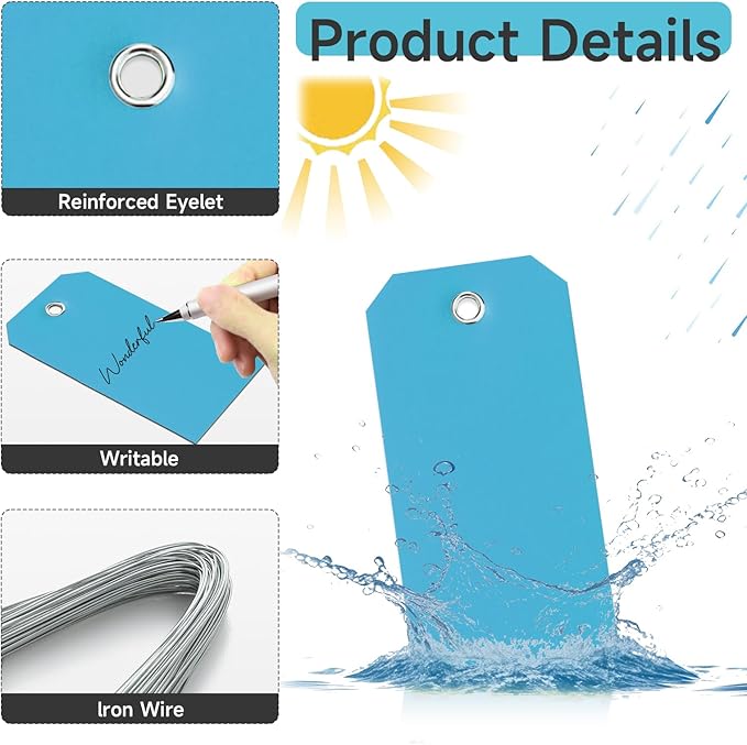 100 Plastic Shipping Tags with Wire
