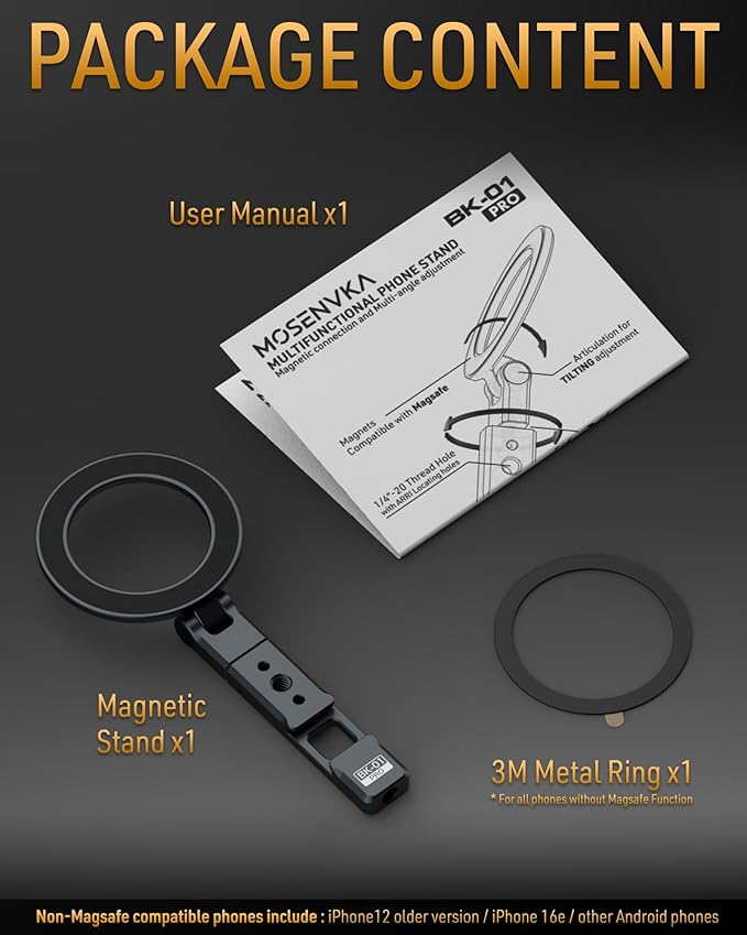 Magnetic Tripod Phone Mount, Travel Phone Grip
