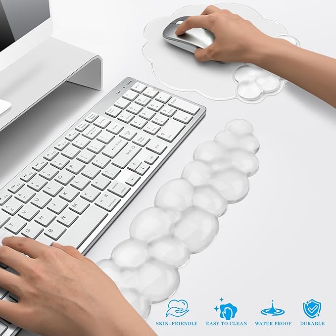 Gel Cloud Keyboard and Mouse Wrist Rest, Cute Wrist Support and Arm Support Rest