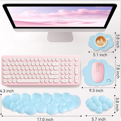 Cloud Wrist Rest for Computer Keyboard, 4-in-1 Memory Foam Leather Cloud