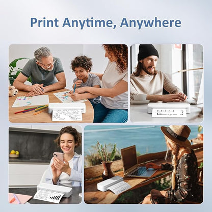 Inkless Portable Printer for Travel, Wireless Thermal Printer Supports 8.5 x 11