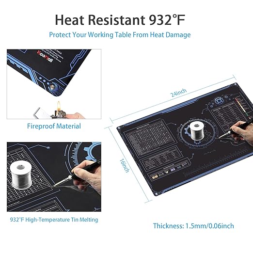 KooMall 24x16 Inch Anti Static Rubber Mat Kit