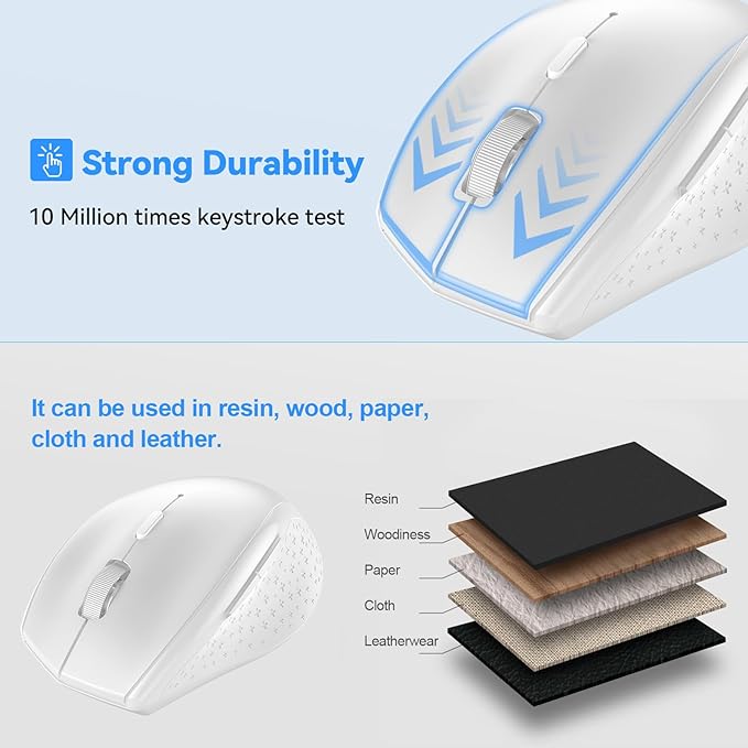 TECKNET Bluetooth Mouse, 4800 DPI Wireless Mouse, 2-Year Battery 6 Adjustable